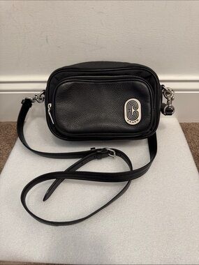Coach court black Crossbody Camera Bag with Silver Hardware